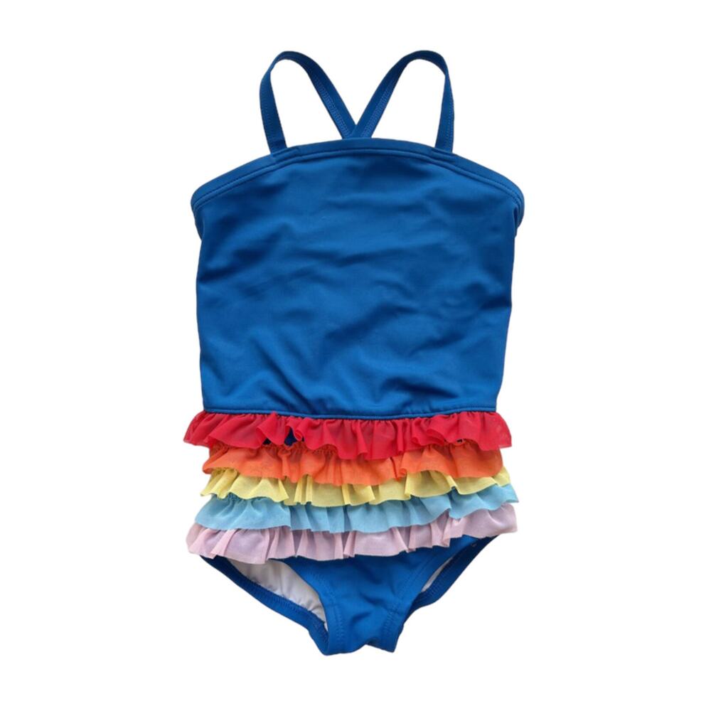 Hanna Andersson Rainbow Ruffle Swimsuit Size 2T